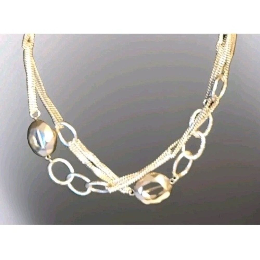 Simply Vera Wang Silver Tone Double Oval Link Necklace 18" EUC‎ - Picture 4 of 4